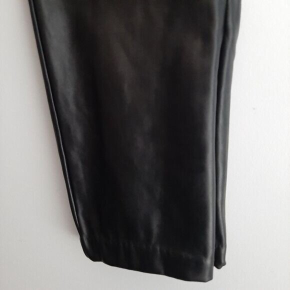 OLD NAVY Faux Leather Skinny Pants Extra High-Waisted Black Ankle Zip Sz 4 Tall - Picture 7 of 14